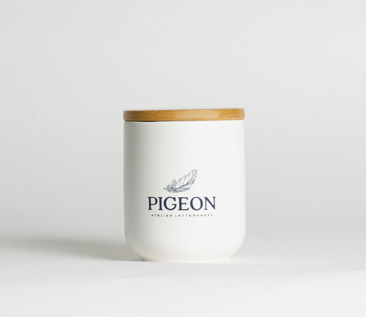 Bougie cire de soya pigeon atelier letterpress