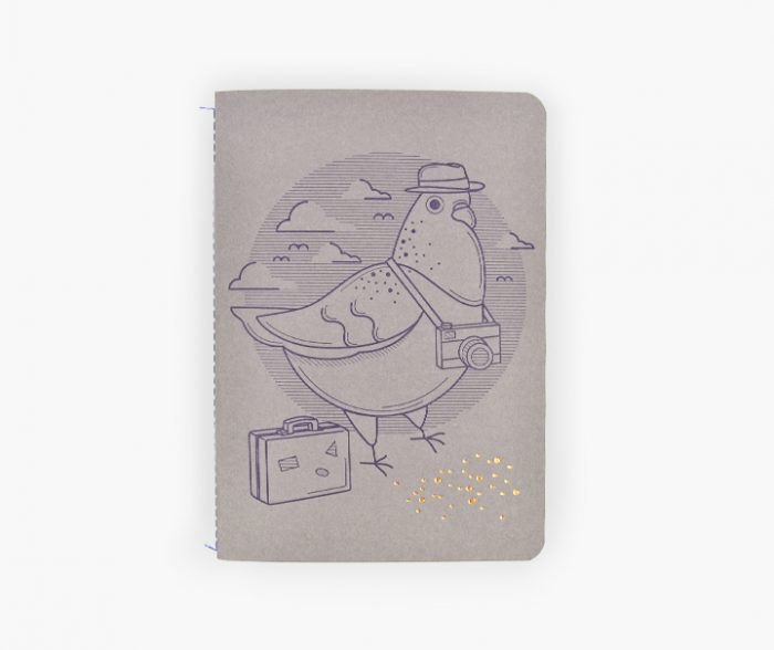 Carnet de notes cousu - Pigeon Voyageur (gris)