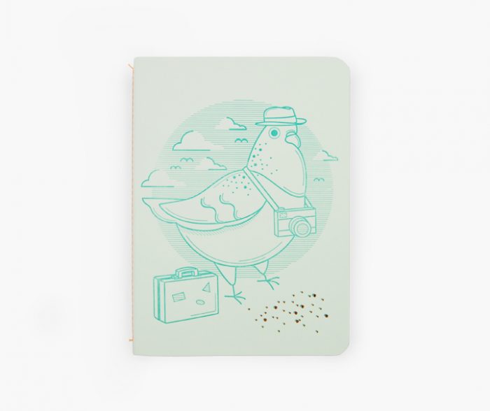 Carnet de notes cousu - Pigeon Voyageur (Turquoise)