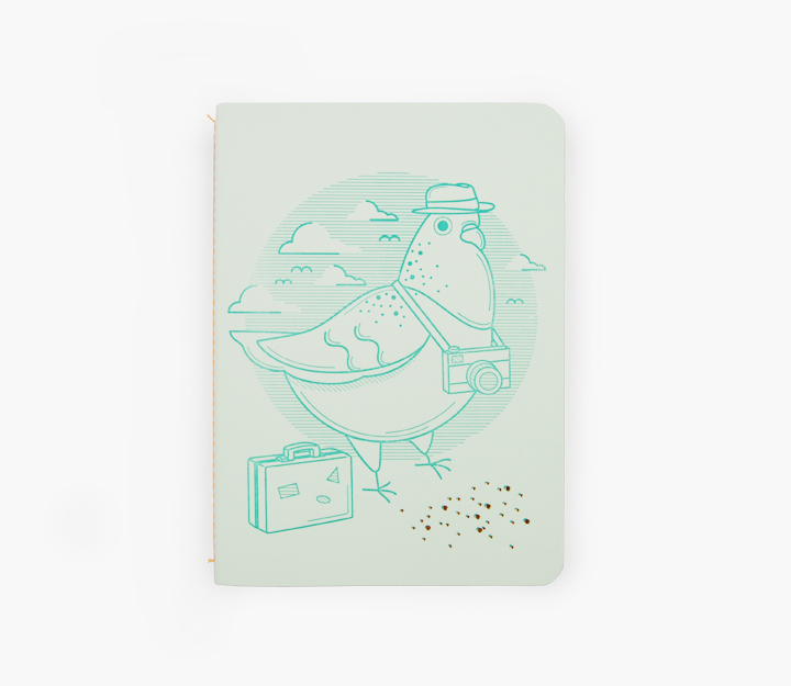 Carnet de notes cousu - Pigeon Voyageur (Turquoise)