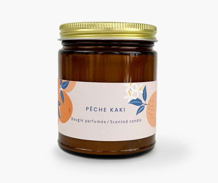 Bougie en verre - Pêche Kaki