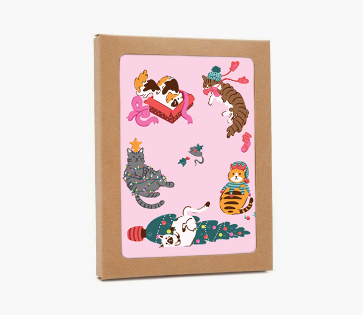 Carte de souhaits - Boîte de 9 cartes - Rose