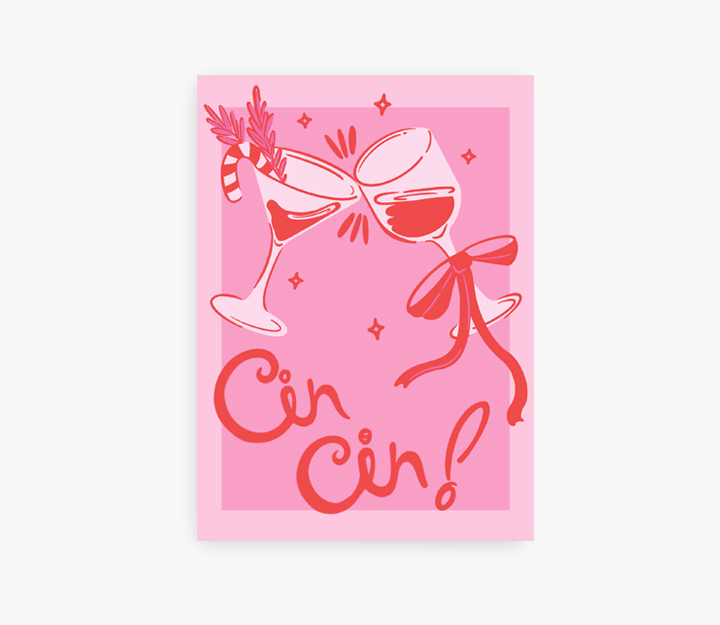 Carte de souhaits - Cin Cin - Rouge – Image 3