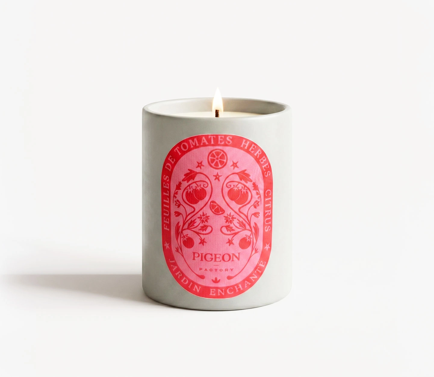 Pigeon atelier letterpress bougie feuilles de tomates