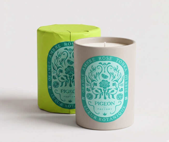 Pigeon atelier letterpress bougie lueur botanique
